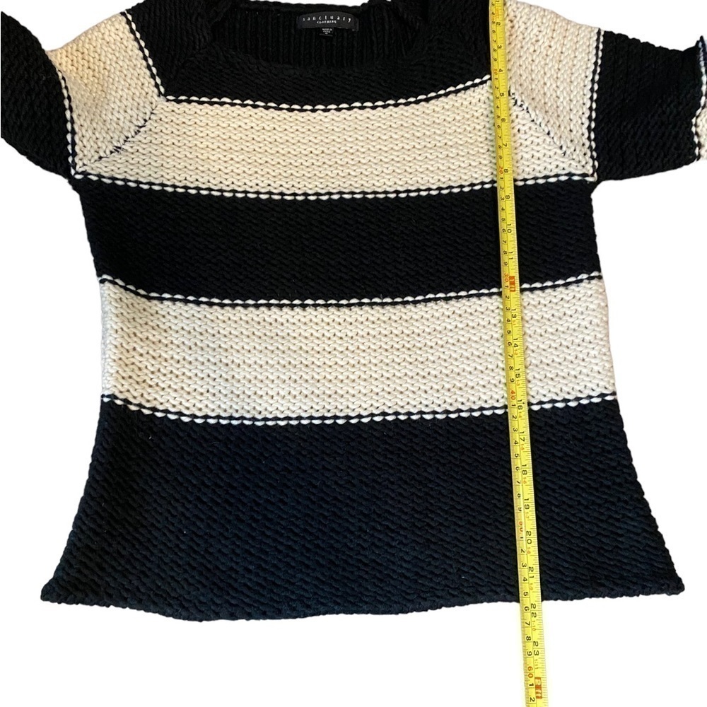 SANCTUARY Sweater Black and White Striped Size Small Sweater 3/4 Sleeves - Picture 6 of 6